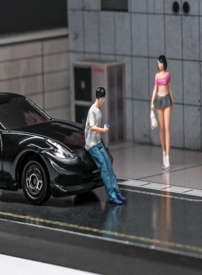 kivcmds Painted Figure 1:64 Scale Mini Model Trains Architectural Plastic People Figures Leaning Man Figure Model,Suitable for Miniature Scenes(64114B) - Image 3